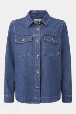 Womens Coral Denim Long Sleeve Shirt