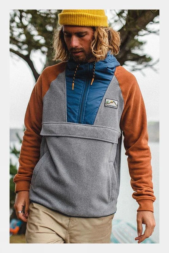 Passenger Mens Woodland Hooded Half Zip Polar Fleece - Image 7