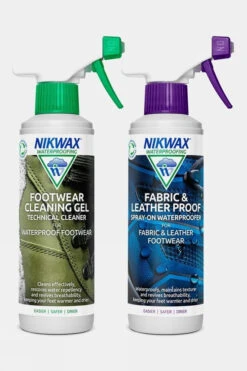 Nikwax Footwear Cleaning Gel Spray And Fabric & Leather Proof Spray 300ml