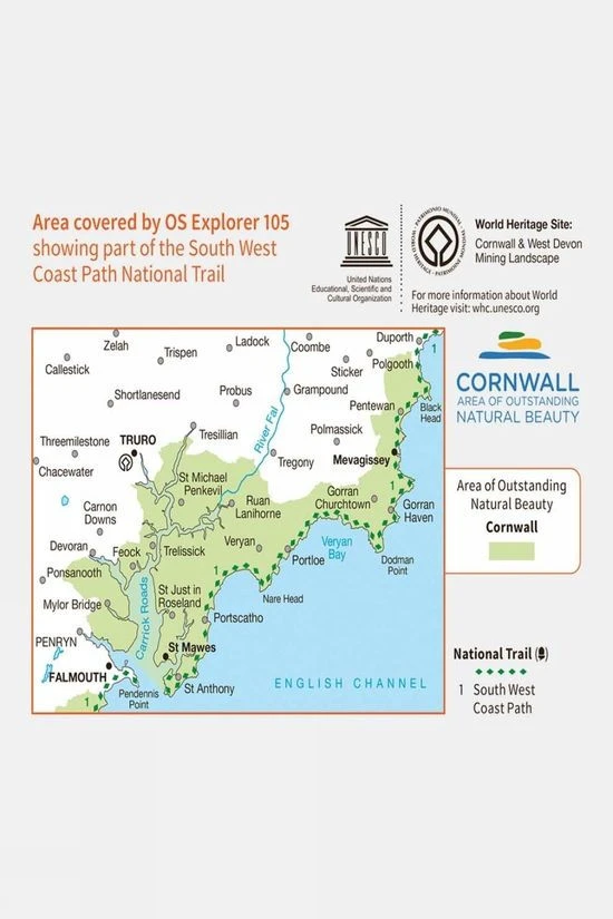 Ordnance Survey Explorer Map 105 Falmouth And Mevagissey - Image 3