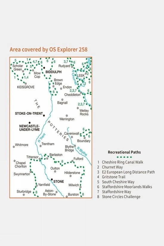 Explorer Map 258 Stoke-on-Trent And Newcastle-under-Lyme - Image 3
