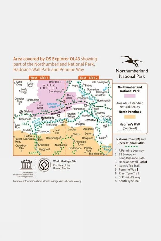 Ordnance Survey Explorer Map OL43 Hadrian's Wall - Image 3