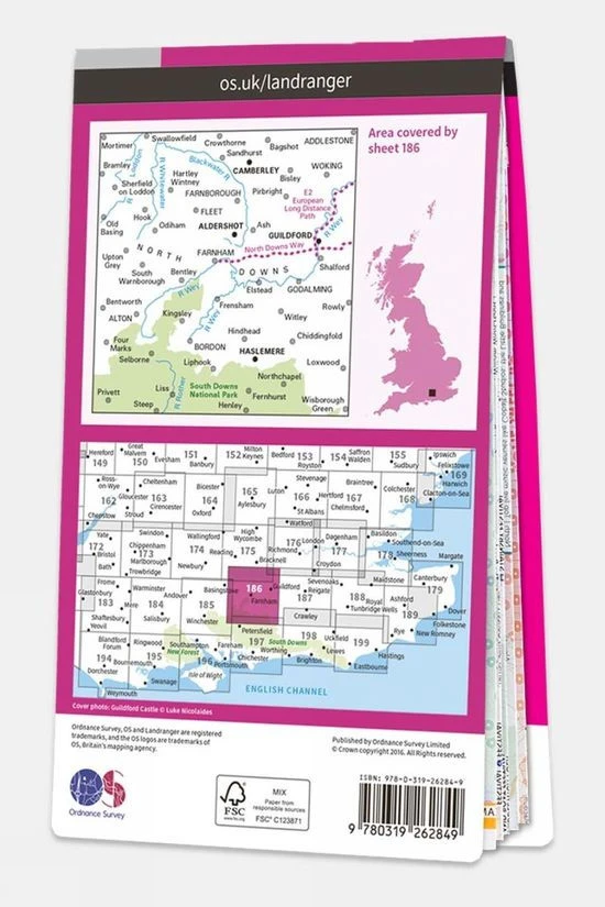 Ordnance Survey Landranger Map 186 Aldershot And Guildford - Image 2